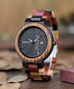 Men's Japan Movement Wooden Watches with Colorful Wood Strap